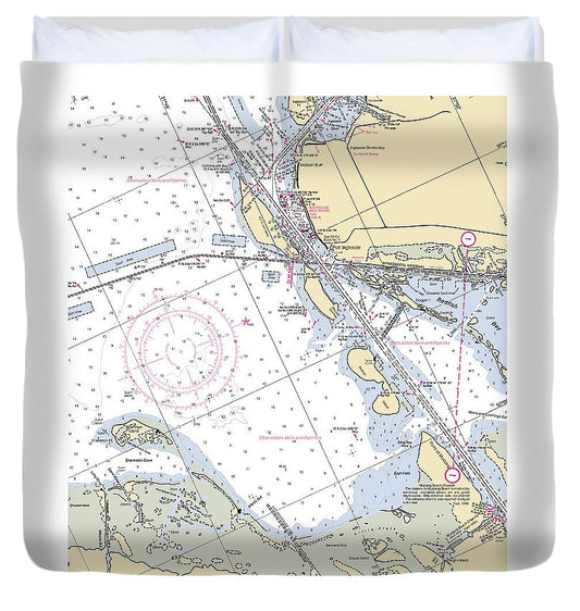 Port Ingleside Texas Nautical Chart Duvet Cover