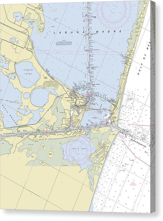 Port Isabel And Laguna Madre Texas Nautical Chart Canvas Print
