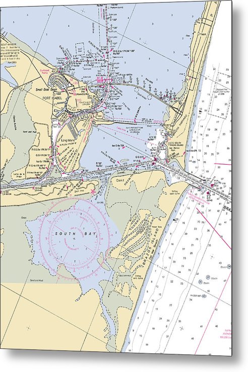 A beuatiful Metal Print of the Port Isabel-Texas Nautical Chart - Metal Print by SeaKoast.  100% Guarenteed!