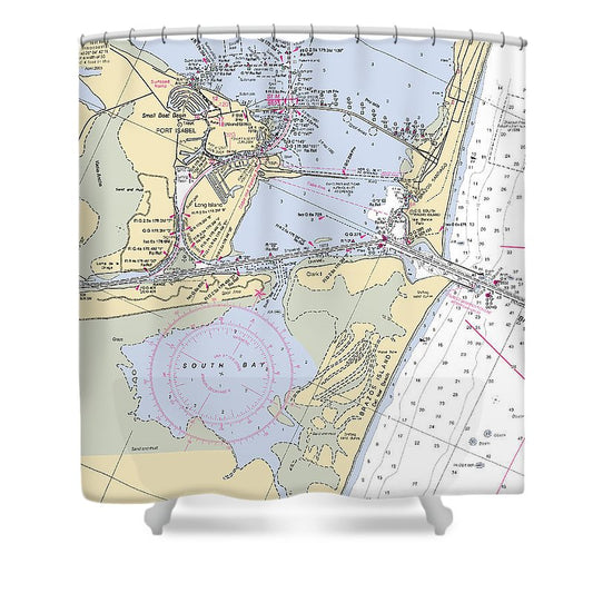 Port Isabel Texas Nautical Chart Shower Curtain