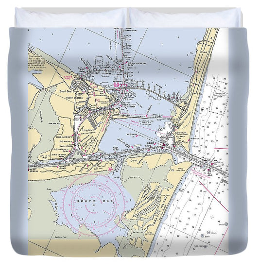 Port Isabel Texas Nautical Chart Duvet Cover