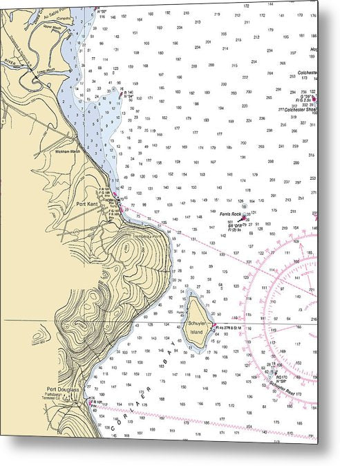 A beuatiful Metal Print of the Port Kent-Lake Champlain  Nautical Chart - Metal Print by SeaKoast.  100% Guarenteed!