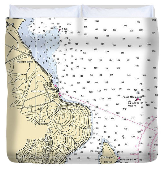 Port Kent Lake Champlain  Nautical Chart Duvet Cover