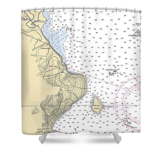 Port Kent Lake Champlain  Nautical Chart Shower Curtain