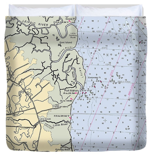 Port Mahon Delaware Nautical Chart Duvet Cover