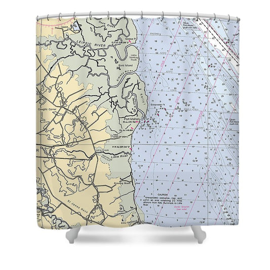Port Mahon Delaware Nautical Chart Shower Curtain