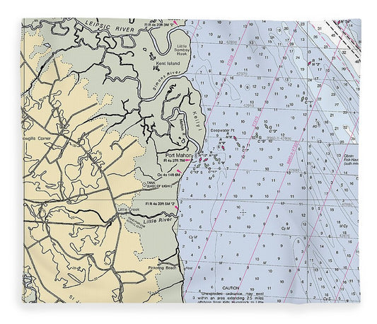 Port Mahon Delaware Nautical Chart Blanket