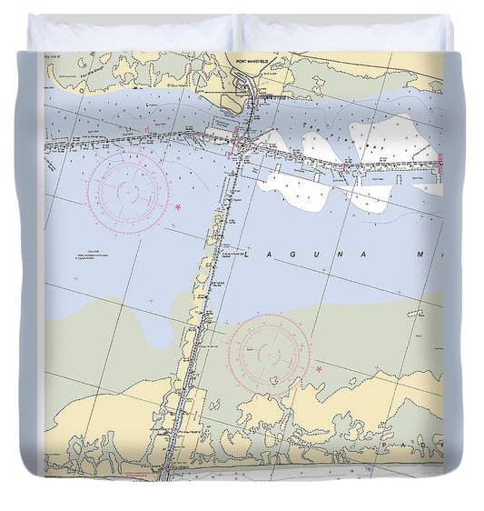 Port Mansfield Texas Nautical Chart Duvet Cover