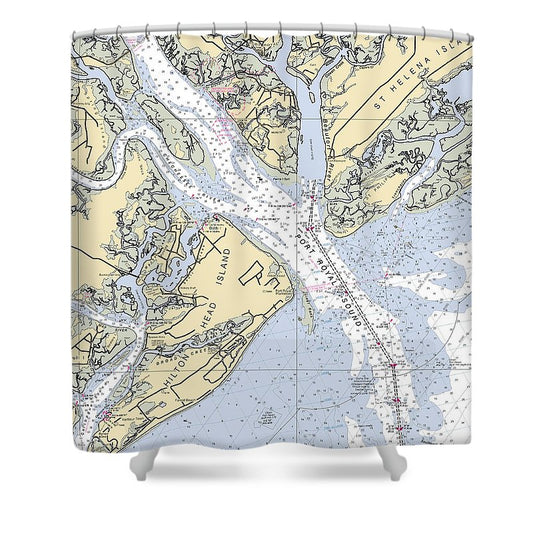 Port Royal Sound South Carolina Nautical Chart Shower Curtain