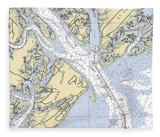 Port Royal Sound South Carolina Nautical Chart Blanket