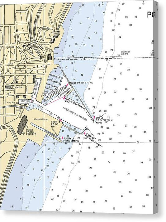 Port Washington-Lake Michigan Nautical Chart Canvas Print