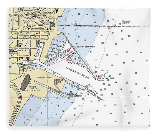 Port Washington Lake Michigan Nautical Chart Blanket
