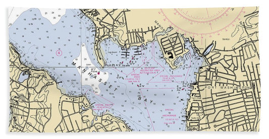 Port Washington-new York Nautical Chart - Beach Towel