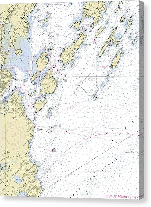 Portland Maine Nautical Chart Canvas Print