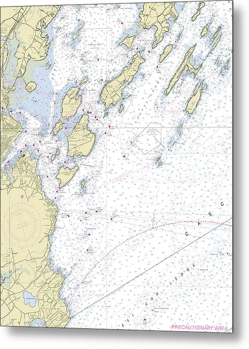 A beuatiful Metal Print of the Portland Maine Nautical Chart - Metal Print by SeaKoast.  100% Guarenteed!