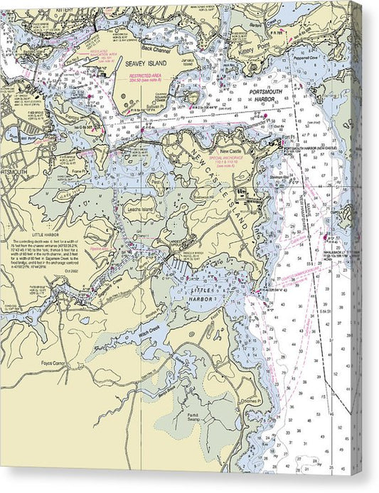 Portsmouth Harbor New Hampshire Nautical Chart Canvas Print