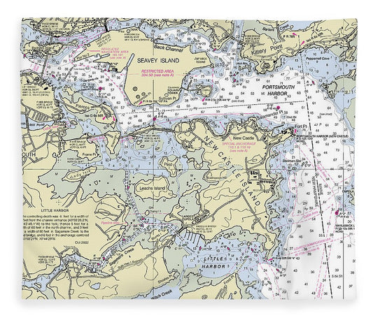 Portsmouth Harbor New Hampshire Nautical Chart Blanket