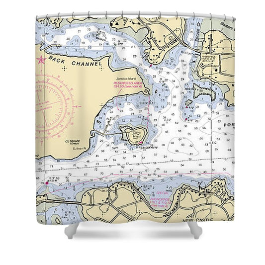 Portsmouth Harbor  New Hampshire Nautical Chart _V2 Shower Curtain