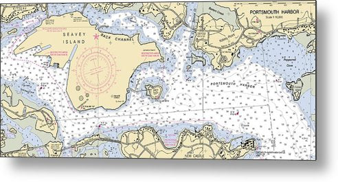A beuatiful Metal Print of the Portsmouth Harbor -New Hampshire Nautical Chart _V2 - Metal Print by SeaKoast.  100% Guarenteed!