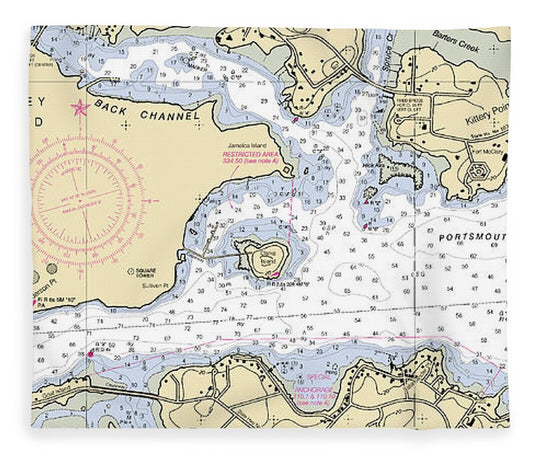 Portsmouth Harbor  New Hampshire Nautical Chart _V2 Blanket
