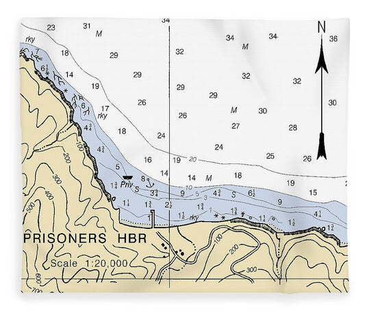 Prisoners Harbor California Nautical Chart Blanket