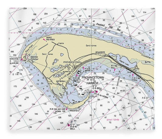 Provincetown Massachusetts Nautical Chart Blanket
