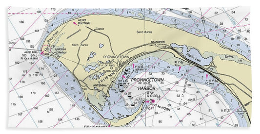 Provincetown Massachusetts Nautical Chart - Beach Towel