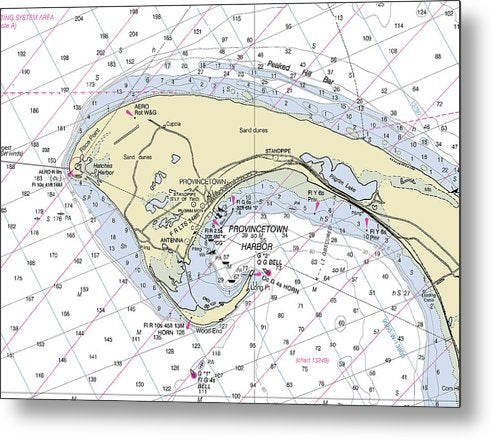 A beuatiful Metal Print of the Provincetown Massachusetts Nautical Chart - Metal Print by SeaKoast.  100% Guarenteed!