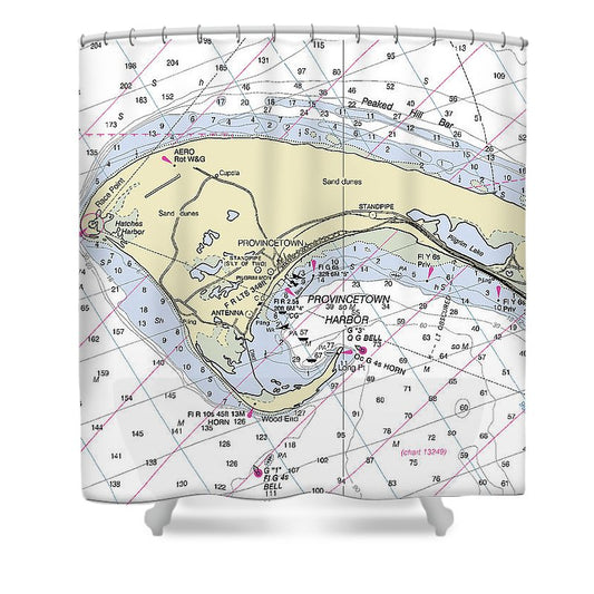 Provincetown Massachusetts Nautical Chart Shower Curtain