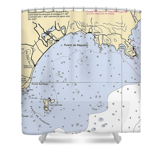 Puerto De Naguabo Puerto Rico Nautical Chart Shower Curtain