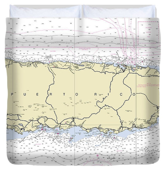 Puerto Rico Nautical Chart Duvet Cover