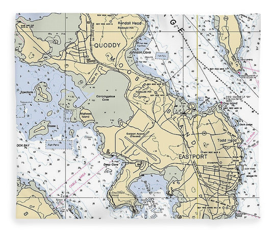 Quoddy Eastport Maine Nautical Chart Blanket