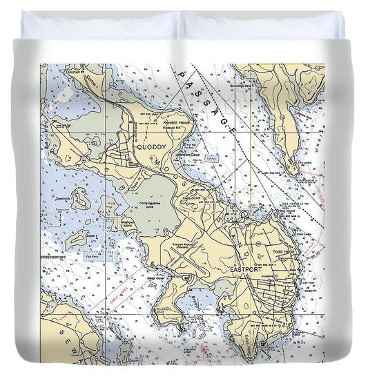 Quoddy Eastport Maine Nautical Chart Duvet Cover