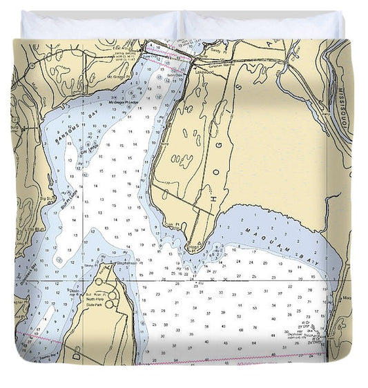 Ransoms Bay Lake Champlain  Nautical Chart Duvet Cover