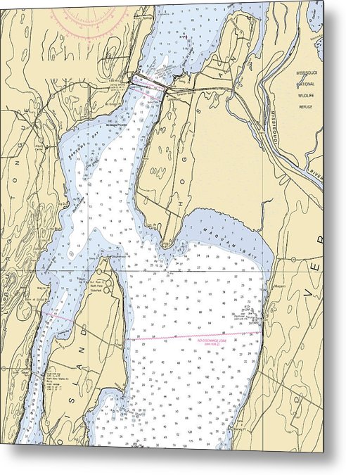 A beuatiful Metal Print of the Ransoms Bay-Lake Champlain  Nautical Chart - Metal Print by SeaKoast.  100% Guarenteed!
