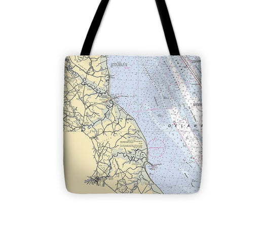 Rehobeth Bay & Indian River Bay Delaware Nautical Chart Tote Bag