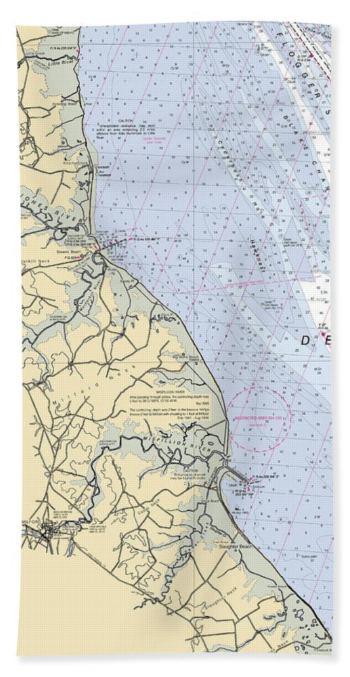 Rehobeth Bay & Indian River Bay-delaware Nautical Chart - Bath Towel