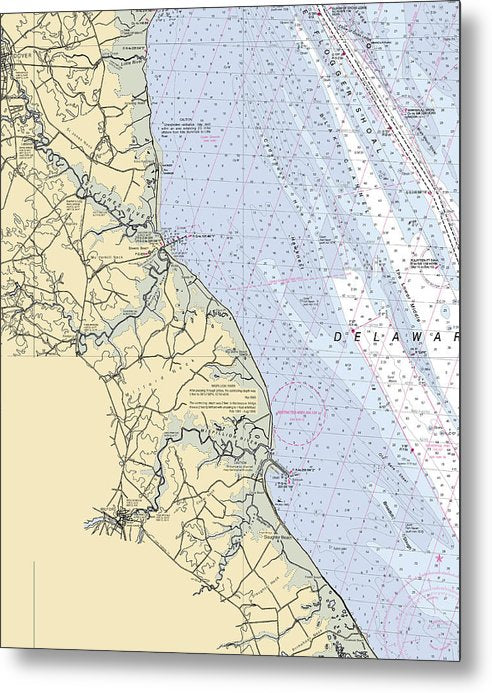 A beuatiful Metal Print of the Rehobeth Bay & Indian River Bay-Delaware Nautical Chart - Metal Print by SeaKoast.  100% Guarenteed!