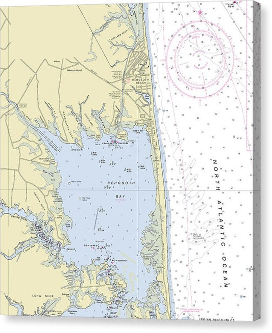 Rehoboth Bay Delaware Nautical Chart Canvas Print