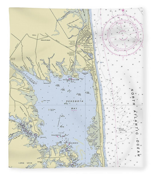 Rehoboth Bay Delaware Nautical Chart Blanket