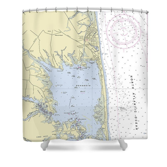 Rehoboth Bay Delaware Nautical Chart Shower Curtain