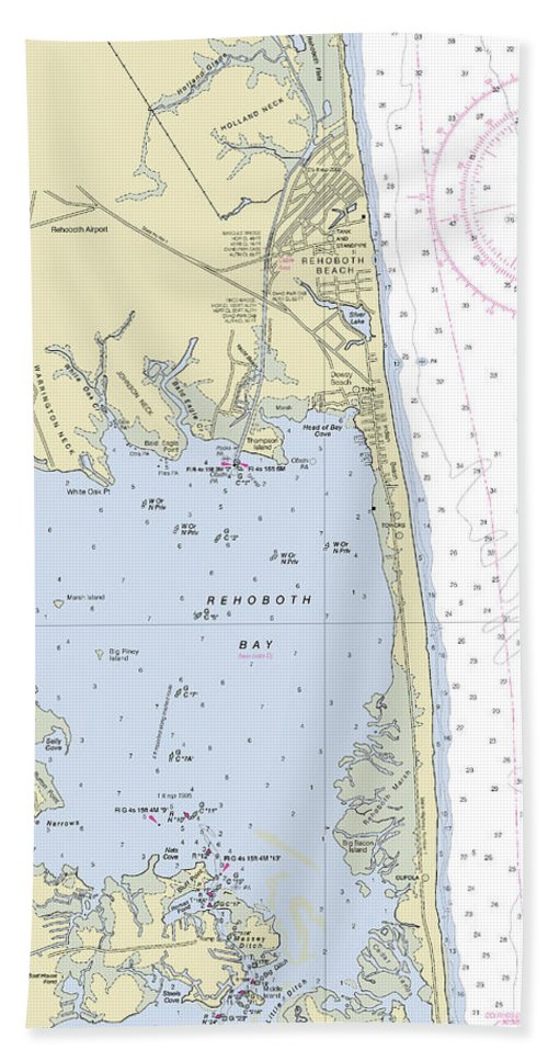 Rehoboth Bay Delaware Nautical Chart - Bath Towel