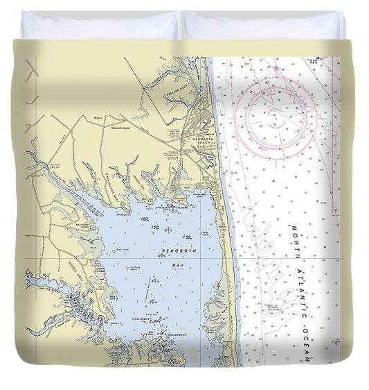 Rehoboth Bay Delaware Nautical Chart Duvet Cover