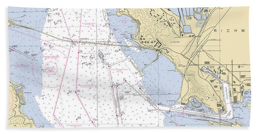 Richmond -california Nautical Chart _v6 - Beach Towel