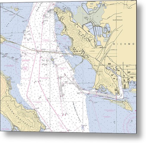 A beuatiful Metal Print of the Richmond -California Nautical Chart _V6 - Metal Print by SeaKoast.  100% Guarenteed!