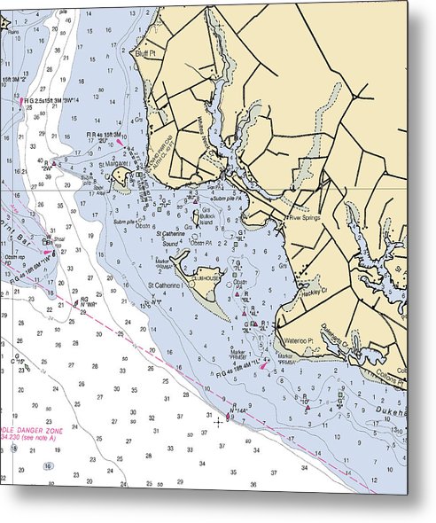 A beuatiful Metal Print of the River Springs-Maryland Nautical Chart - Metal Print by SeaKoast.  100% Guarenteed!