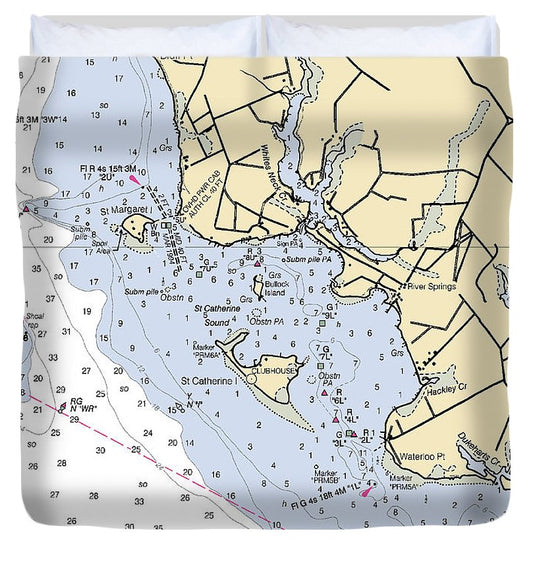 River Springs Maryland Nautical Chart Duvet Cover