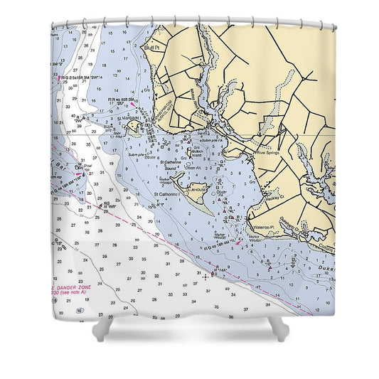 River Springs Maryland Nautical Chart Shower Curtain