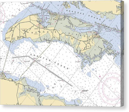 Roanoke Island-North Carolina Nautical Chart Canvas Print