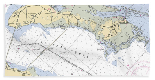 Roanoke Island-north Carolina Nautical Chart - Bath Towel